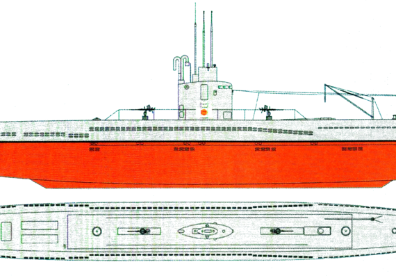 Submarine IJN I-201 [Submarine] - drawings, dimensions, figures